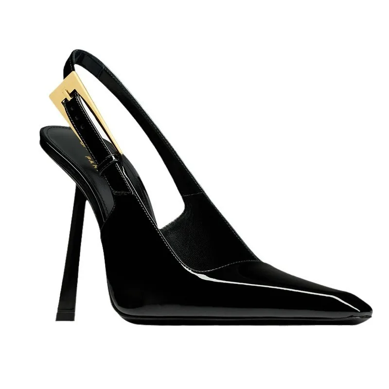 Women'S Shoes Clogs - รองเท้าส้นเข็มปลายแหลม ผู้หญิง รองเท้าส้นสูงหนังแก้ว ฤดูร้อน 2025 รองเท้าแตะแบบสวม