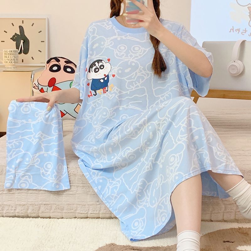 Women Shoes Xxl - อะนิเมะเครยอน ชินจังชุดนอนผ้าฝ้ายคาวาอิฤดูร้อนขนาดใหญ่ผู้หญิงชุดนอนสบายชุดคลุมท้องน่ารักชุดอยู่บ้าน