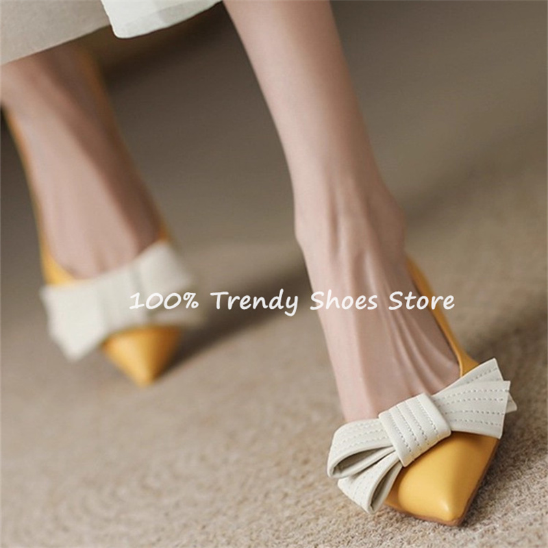 Women'S Shoes Quality - รองเท้าส้นสูงแบบสวมสำหรับผู้หญิง ตกแต่งโบว์ผีเสื้อ สไตล์ฝรั่งเศส ดีไซน์หรูหรา หัวแหลม ส้นสูง