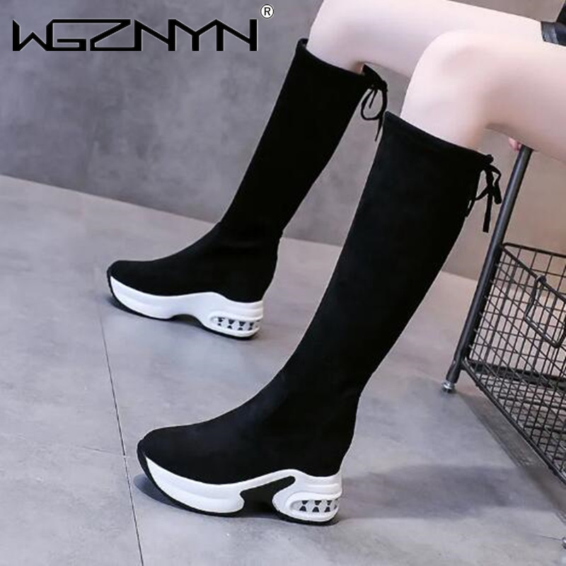 Knee High Boots Women - ฤดูหนาว WARM Chunky Platform รองเท้าบูทยาวผู้หญิงแฟชั่น Lace