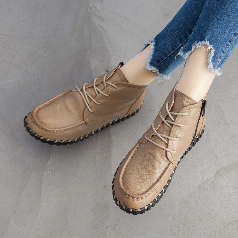 จริงหนังรองเท้าผู้หญิงฤดูใบไม้ - Oxford Lace Up Women บทวิจารณ์และราคา