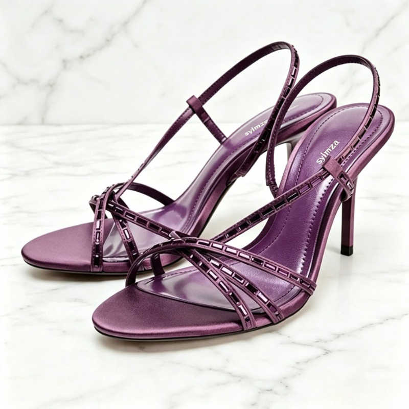 รองเท้าส้นสูงประดับคริสตัลสีม่ - Women'S Shoes Quality บทวิจารณ์และราคา