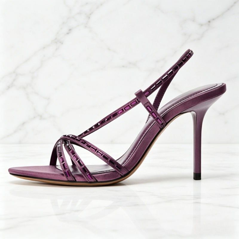 รองเท้าส้นสูงประดับคริสตัลสีม่ - Women'S Shoes Quality บทวิจารณ์และราคา