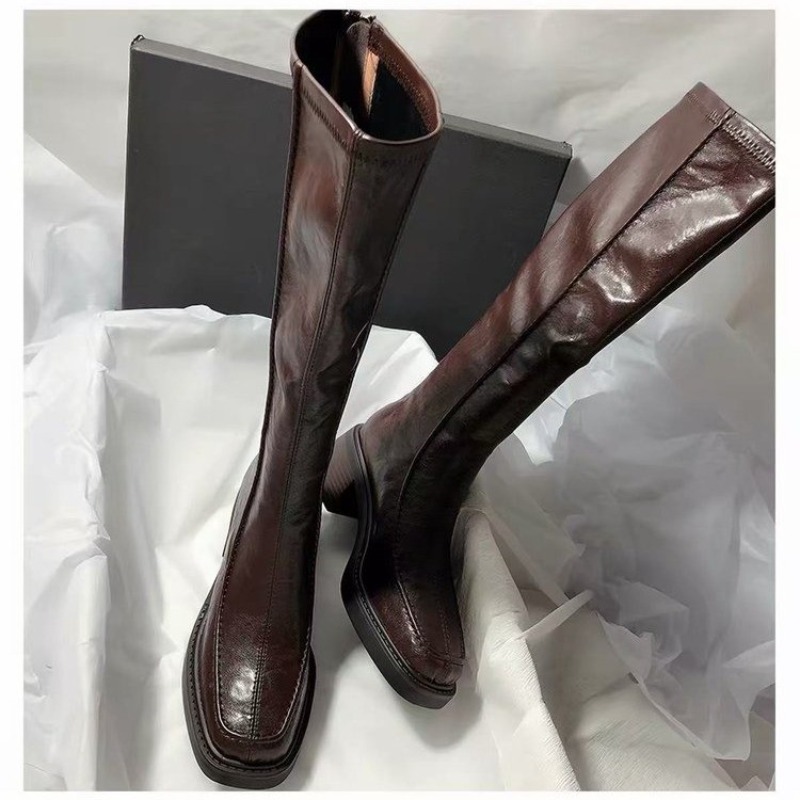 รองเท้าบูทหัวมนพื้นหนาสำหรับผู - Knee High Boots Women บทวิจารณ์และราคา