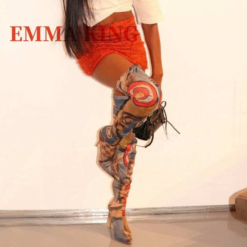 รองเท้าบูทส้นเข็มทรงสูงเหนือเข - Sock Boot Women บทวิจารณ์และราคา