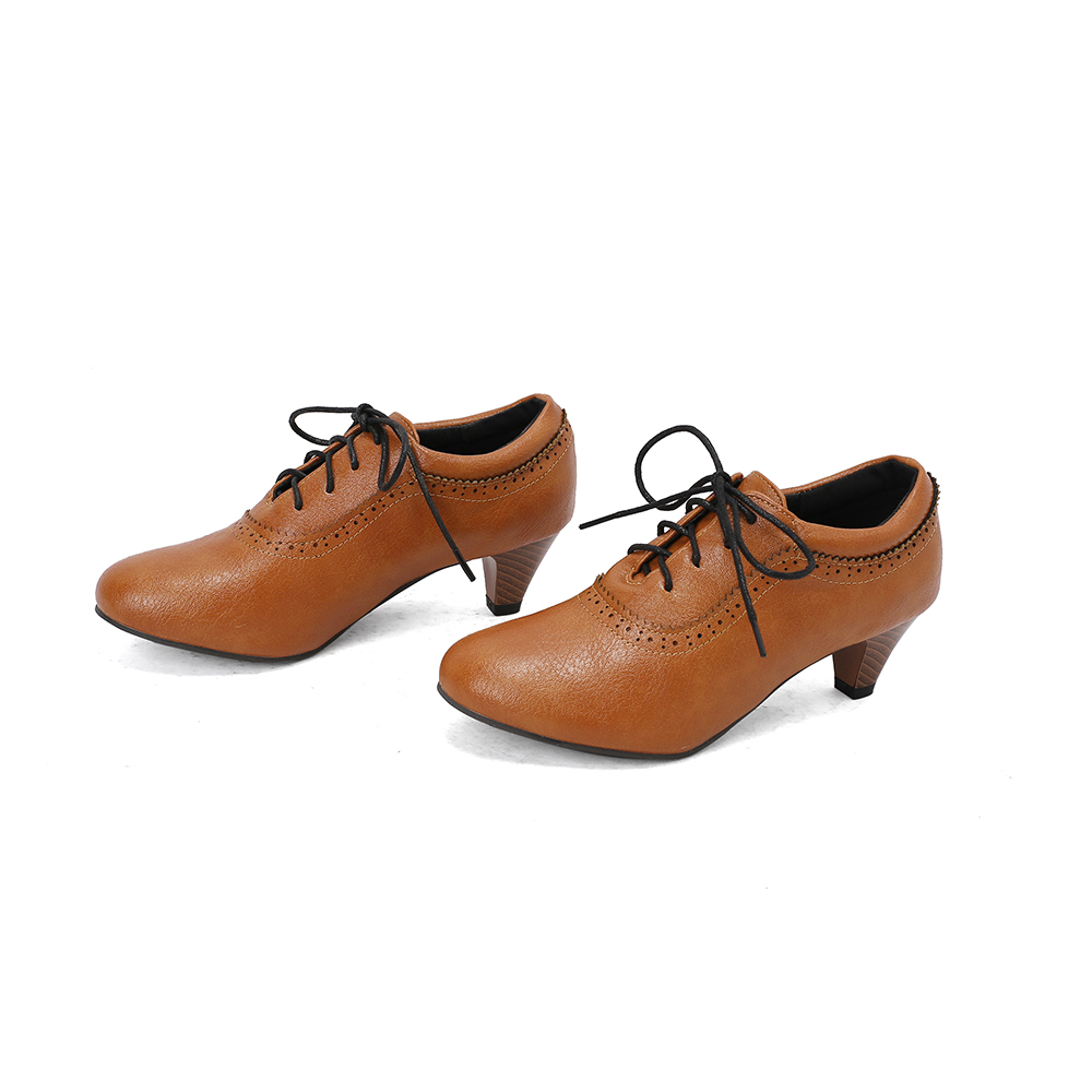 รองเท้าส้นสูงผู้หญิงแบบใหม่ ระ - Oxford Lace Up Women บทวิจารณ์และราคา