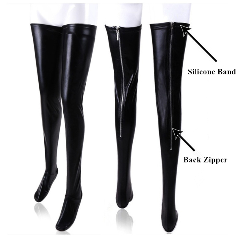 PUNK สีดํา PU หนังถุงน่องต้นขา - Women Shoes Xxl บทวิจารณ์และราคา