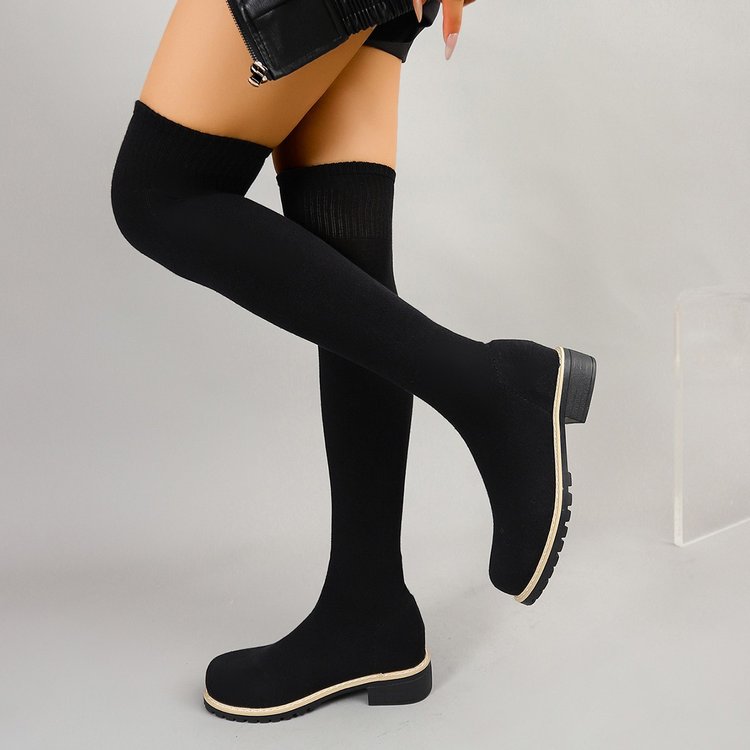 รองเท้าบูทถุงเท้าถักสีพื้นเรีย - Sock Boot Women บทวิจารณ์และราคา