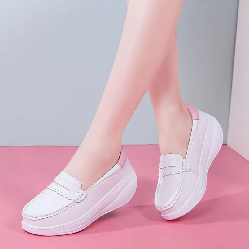 รองเท้าผ้าใบพยาบาลสีขาวชมพู ปี - Women Shoes Tennis บทวิจารณ์และราคา