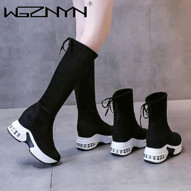 ฤดูหนาว WARM Chunky Platform ร - Knee High Boots Women บทวิจารณ์และราคา