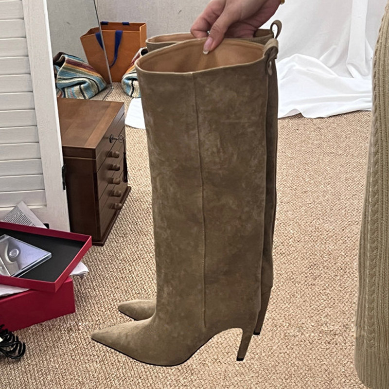 รองเท้าบูทส้นสูงทรงแหลมแบบเซ็ก - Knee High Boots Women บทวิจารณ์และราคา
